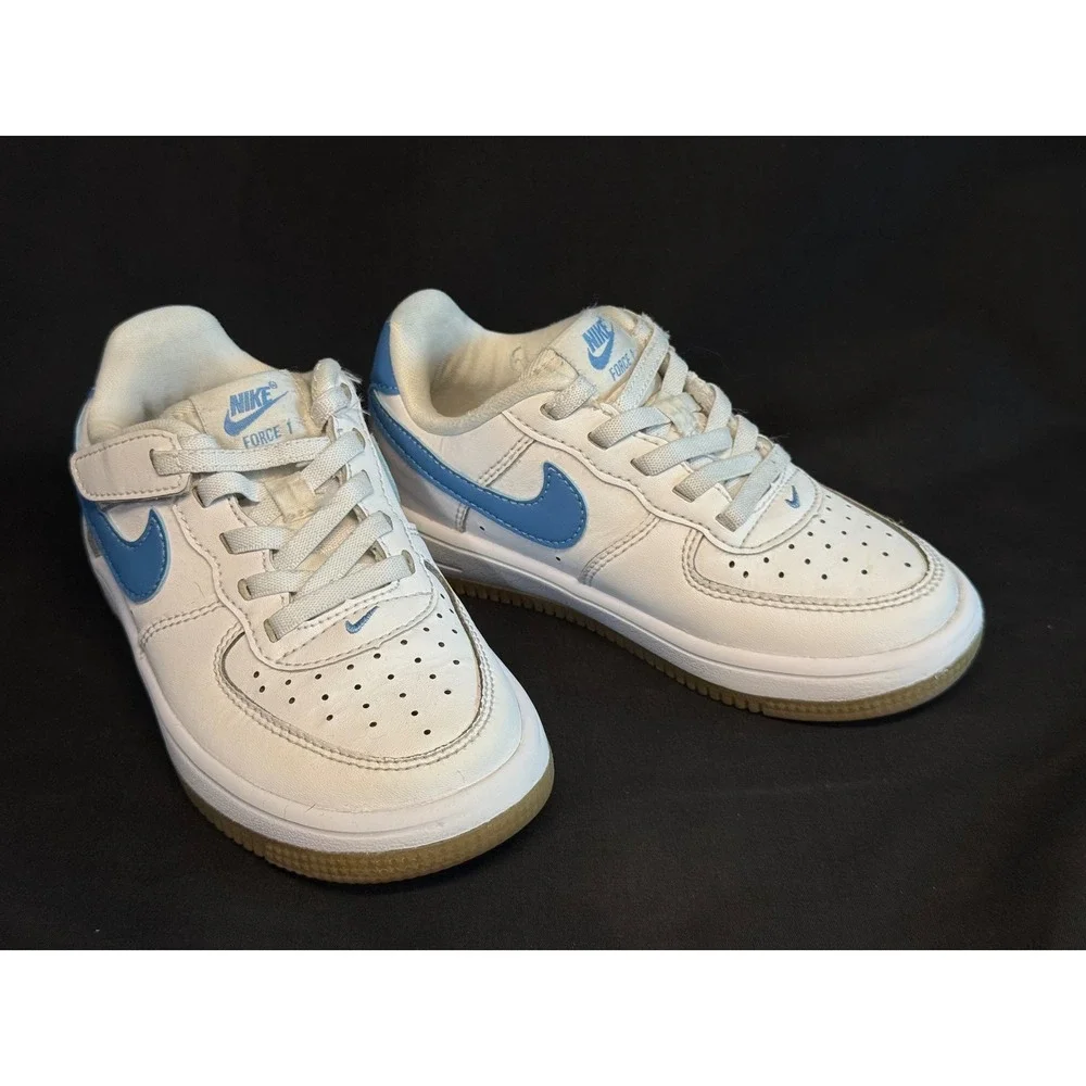 Nike Air‎ Force 1 EasyOn Kids 10C White Blue Gum FN0237-115 Hook Loop